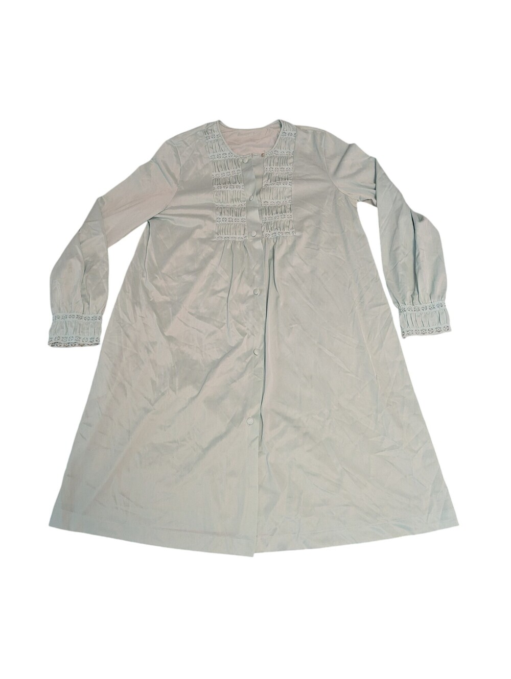 Vintage Gossard Artemis Satin Blue Double Chiffon Peignoir Robe Nightgown Medium